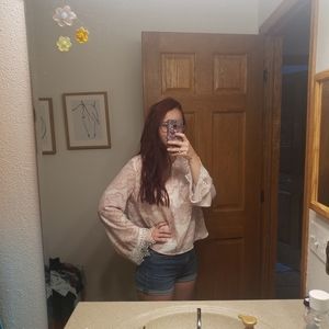 Silk pattern long sleeve with open back